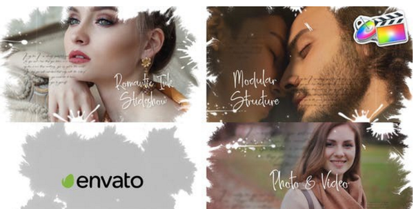 10组中国风水墨晕散遮罩图文展示介绍动画FCPX插件- Ink Slideshow