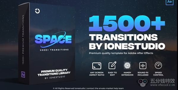 AE脚本-1500种摄像机缩放模糊冲击故障切割水墨无缝视频转场预设