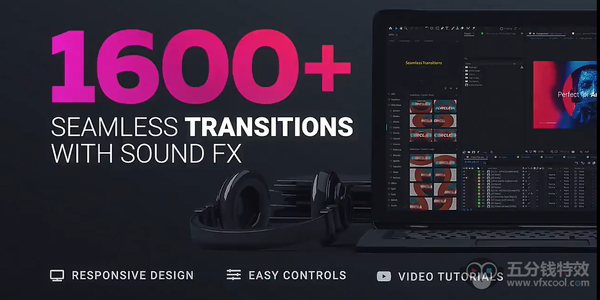 AE脚本-1600组平滑移动分割光效笔刷水墨故障无缝视频转场预设