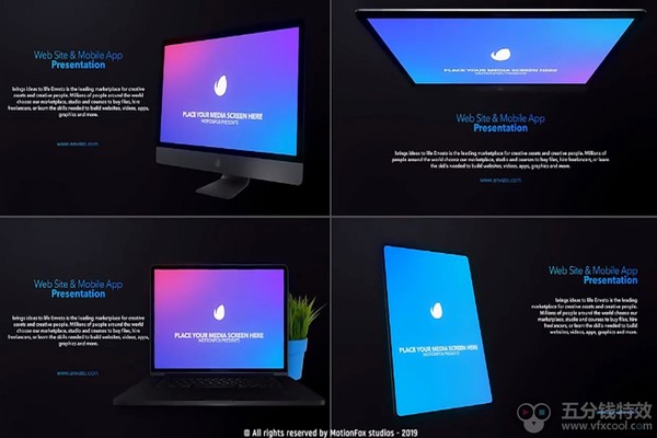 AE模板-90个社交媒体手机平板电脑界面展示宣传介绍场景动画V4