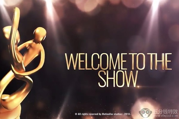 AE模板-小金人舞台灯光粒子颁奖典礼开场片头栏目包装 Awards Show