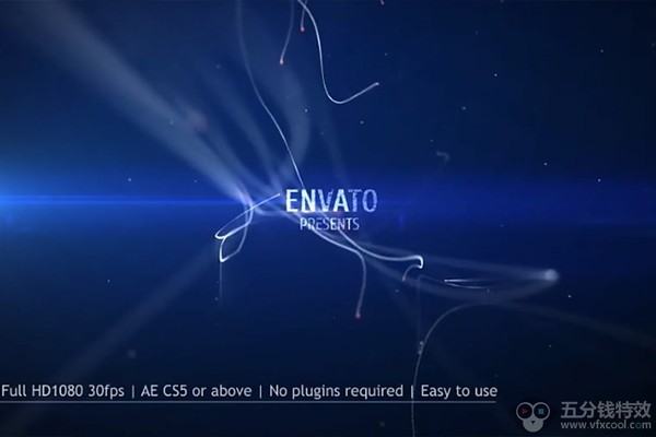 AE模板-唯美抽象粒子线条文字标题开场动画 Sea Titles