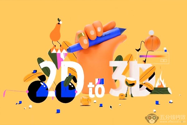 C4D教程-学习制作三维运动图形动画 2D to 3D with Cinema 4D