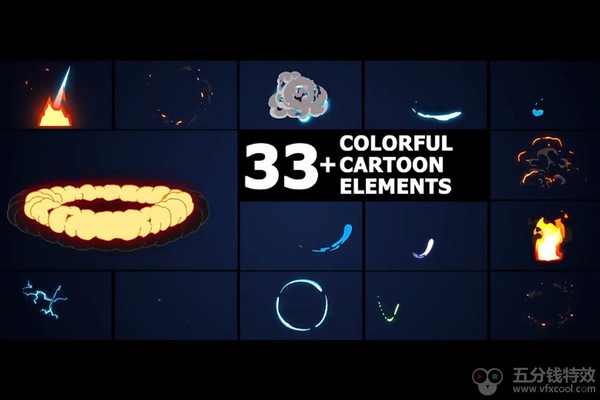 达芬奇模板-33组多彩二维卡通动漫元素图形MG动画 Colorful Cartoon Elements