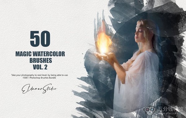 [水墨水彩笔刷] 50支魔法水彩笔刷第二卷 50 Magic Watercolor Brushes - Vol. 2