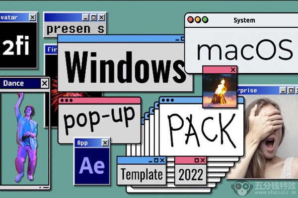 [创意特效] 系统窗口弹窗面板UI动画AE模板- Windows macOS Pop-up