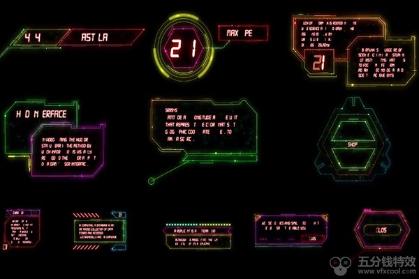 FCPX插件-21组数字科技HUD界面未来赛博朋克风格文字标题动画