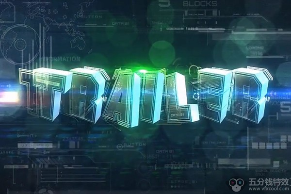 AE模板-未来科技感HUD图形文字标题动画 Futuristic Trailer