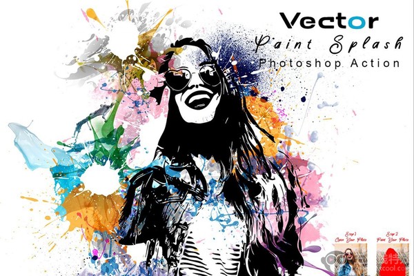 [PS动作下载] 矢量油漆飞溅绘画Photoshop动作 Vector Paint Splash Action 附教程