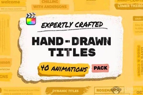 FCPX插件-40种手绘画笔涂抹字幕条标题动画 Hand Drawn Brush Titles Pack