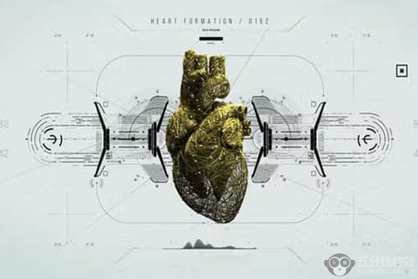 AE模板-80种人类心脏HUD动画 HUD Medical Interface Heart