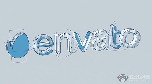 AE模板-创意3D立体模块化线条结构图形LOGO标志文字元素动画