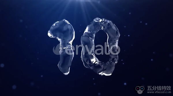 透明水液体10秒倒计时开场片头视频素材 Water Countdown