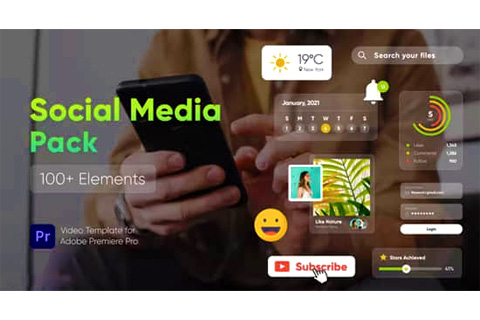 PR模板-100种网络媒体视频社交网站图形标题动画 Social Media Pack