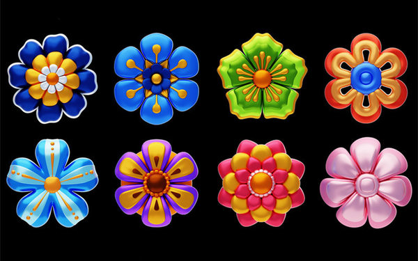 漂亮花朵花型花瓣花卉鲜花立体图形C4D模型3d素材obj格式png图片