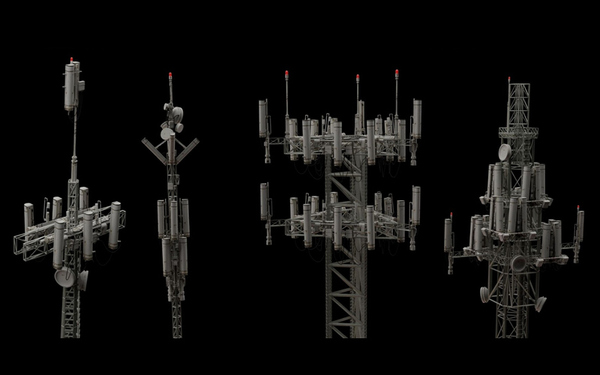 Blender卫星天线通讯设施3D模型工业信号塔天线塔建筑带基础材质