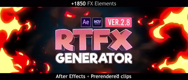 AE脚本-1850种FX手绘游戏雷电能量火焰烟雾流体MG动画RTFX2.8.1