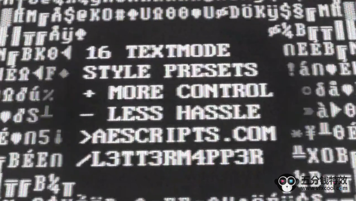 AE插件-ASCII文本乱码艺术视频映射特效 L3tt3rM4pp3r2 V2.3 Win
