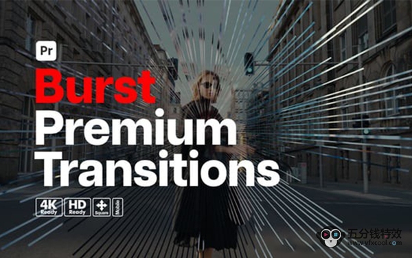 Premiere Pro的高级转场模板 Premium Transitions Burst