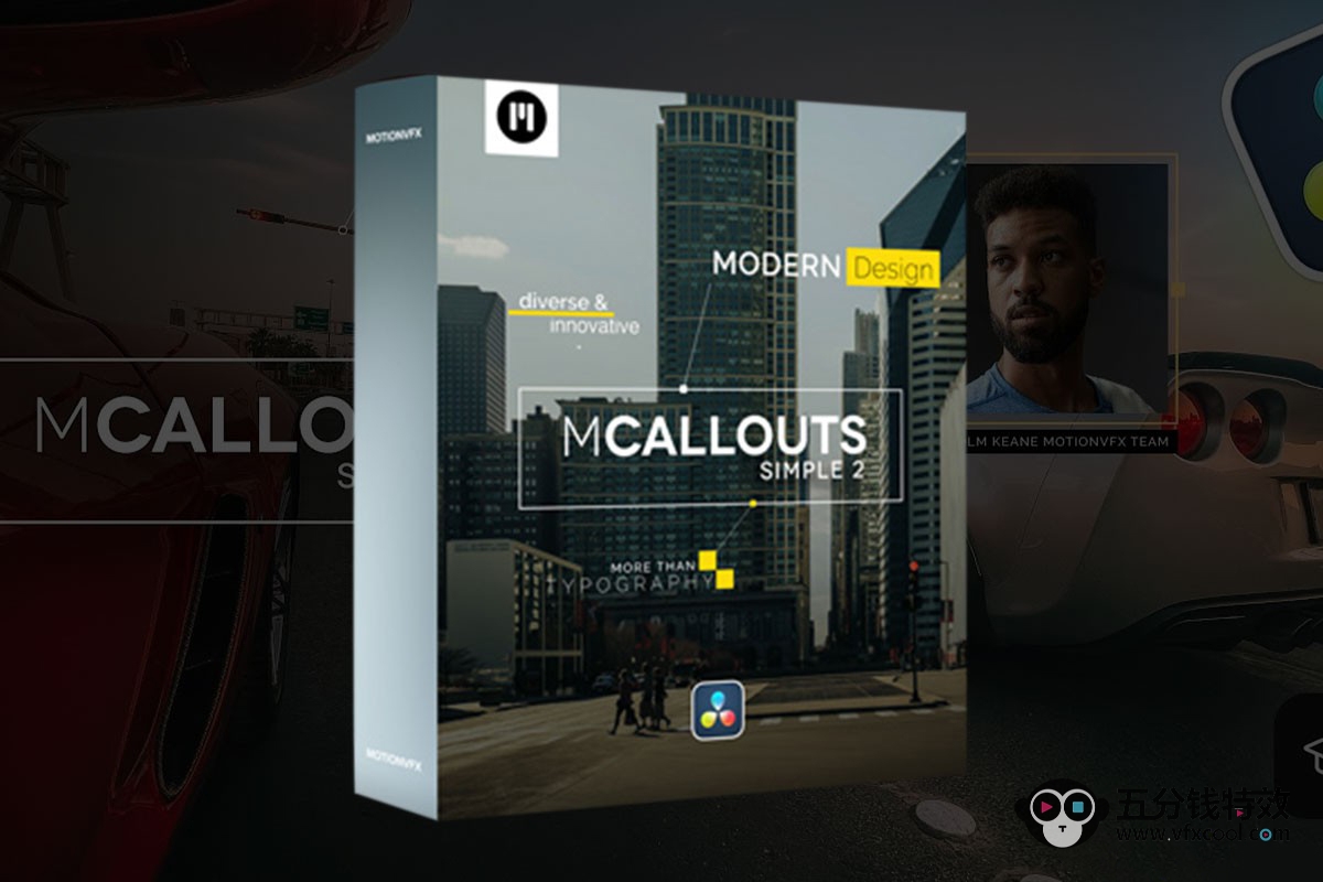 达芬奇模板—50种标注注释解说文字标题模板 MotionVFX – mCallouts Simple 2 DVR