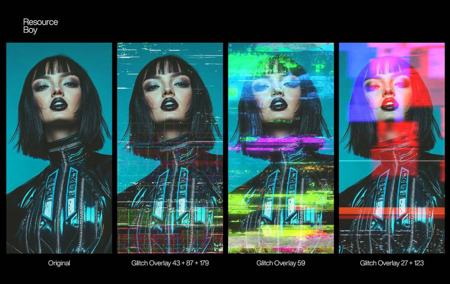 200张毛刺覆盖赛博朋克纹理后期合成素材！