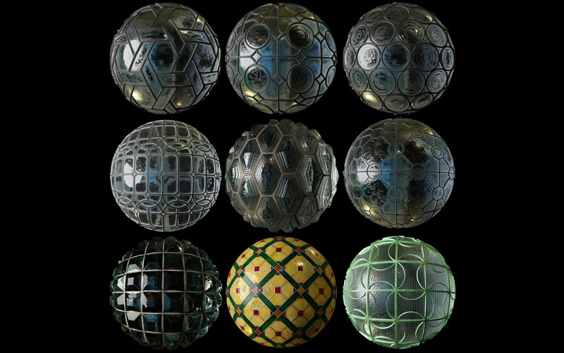 Blender写实半透明玻璃窗户材质球水晶玻璃透明镜面4K纹理贴图