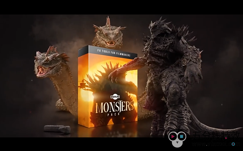 【视频素材】BigFilms 610种怪兽恐龙九头蛇电影特效合成视频素材+音效