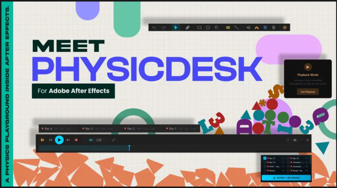 【AE扩展】PhysicDesk v1.6.23 2D物理动力学模拟器